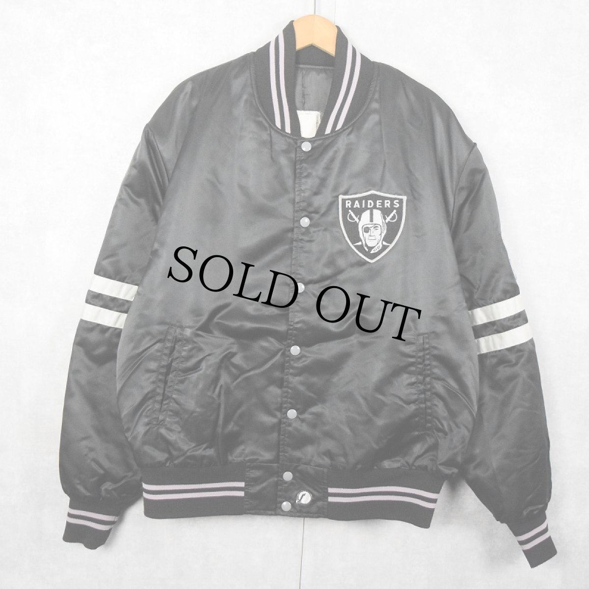 画像1: 80's NFL RAIDERS CANADA製 フットボールチーム ナイロンスタジャン XXXL (1)