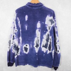 画像2: 80's CAMPUS USA製 "velour" ブリーチ加工 ベロアポロシャツ NAVY XL (2)