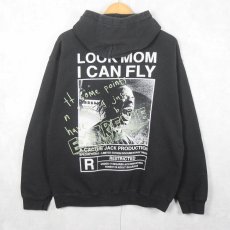 画像1: Travis Scott "Look Mom I Can Fly" ヒップホッププリントスウェットフーディー BLACK M (1)