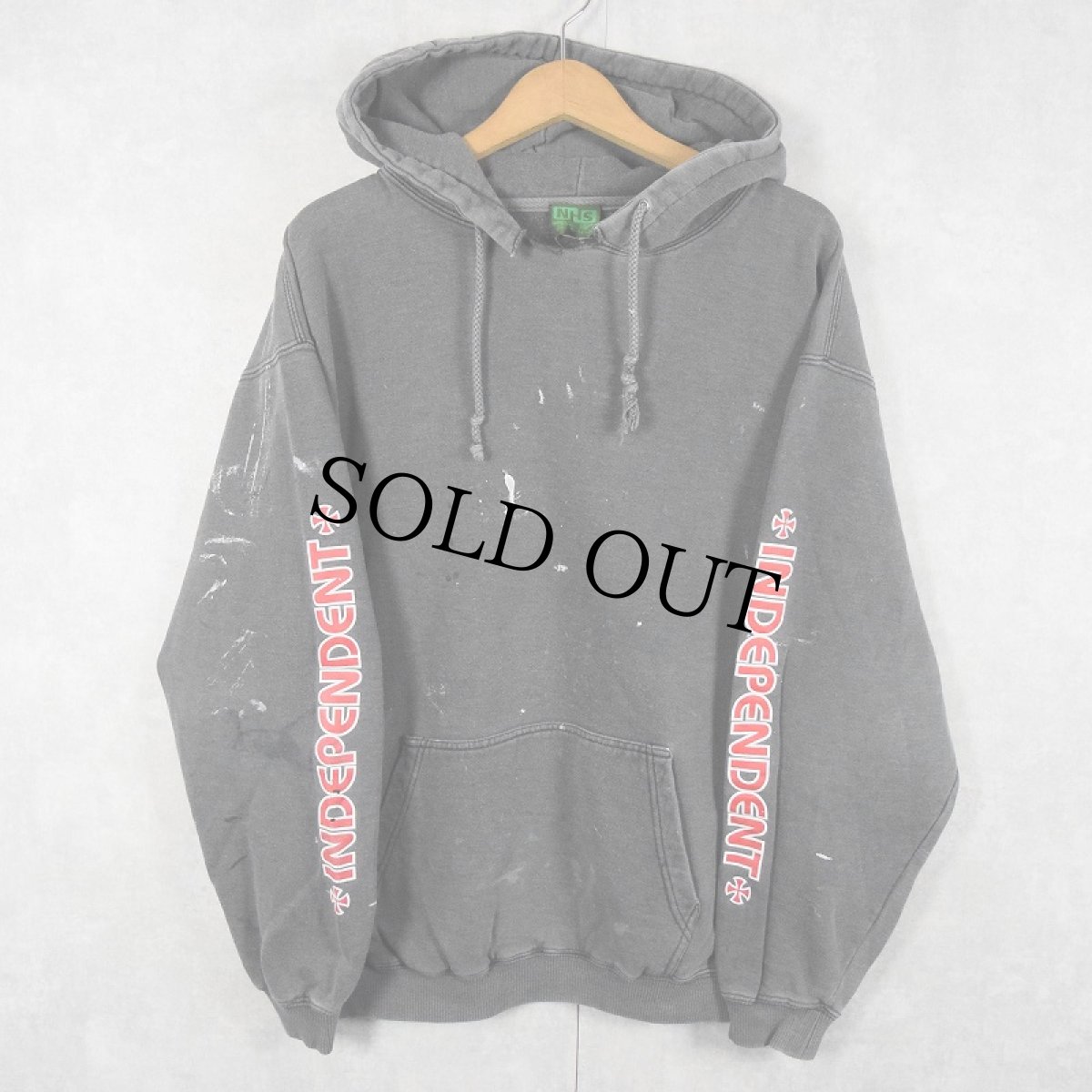 画像2: 90's INDEPENDENT ロゴプリント スウェットフーディー BLACK M (2)