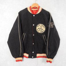 画像1: 50's "BLACK KNIGHTS BASKETBALL" パッチ付き リバーシブル コットンサテンスタジャン BLACK (1)