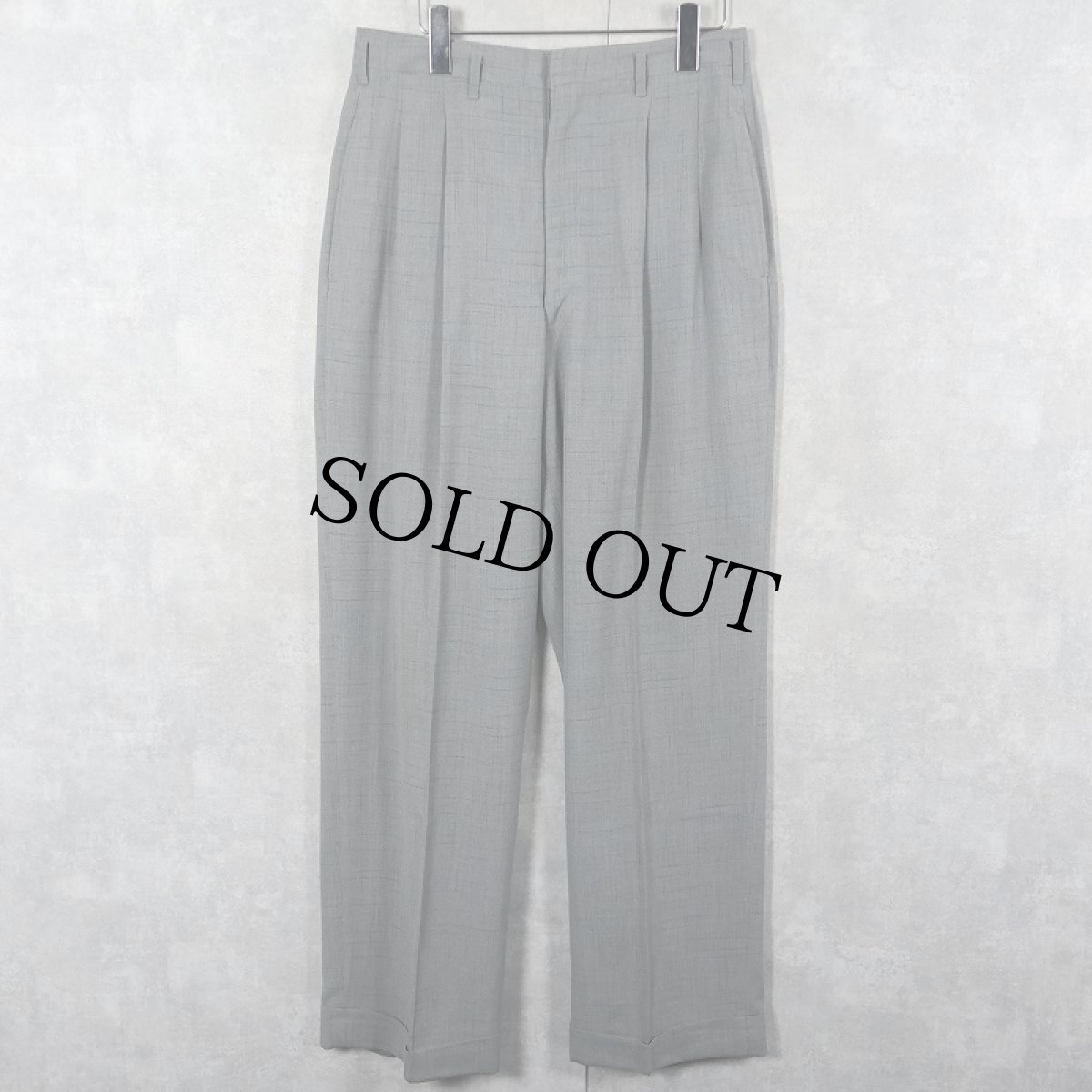 画像1: 60's カスリ柄 2タック ウール混 スラックス W30 (1)