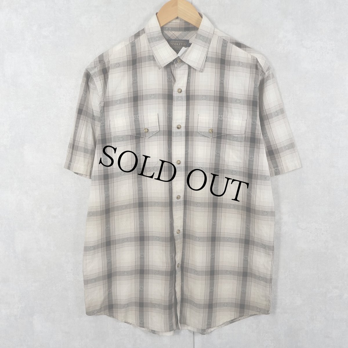 画像1: PENDLETON オンブレーチェック柄 ドビー織り コットン×ポリエステルシャツ M (1)