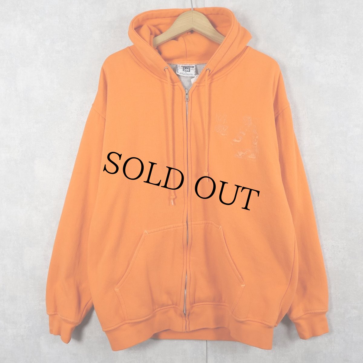 画像1: 90's Lee 裏サーマル 無地 スウェットジップパーカー L (1)