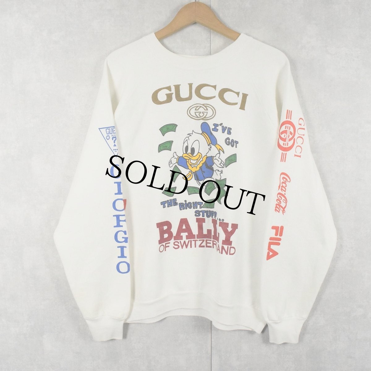 画像1: 80's ブート USA製 "Donald Duck" マルチプリントスウェット XL (1)