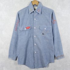 画像1: 70's BIG MAC JCPenny ハンド刺繍 シャンブレーシャツ (1)