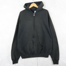 画像1: 90's RUSSELL ATHLETIC 無地 スウェットジップパーカー BLACK XXL (1)