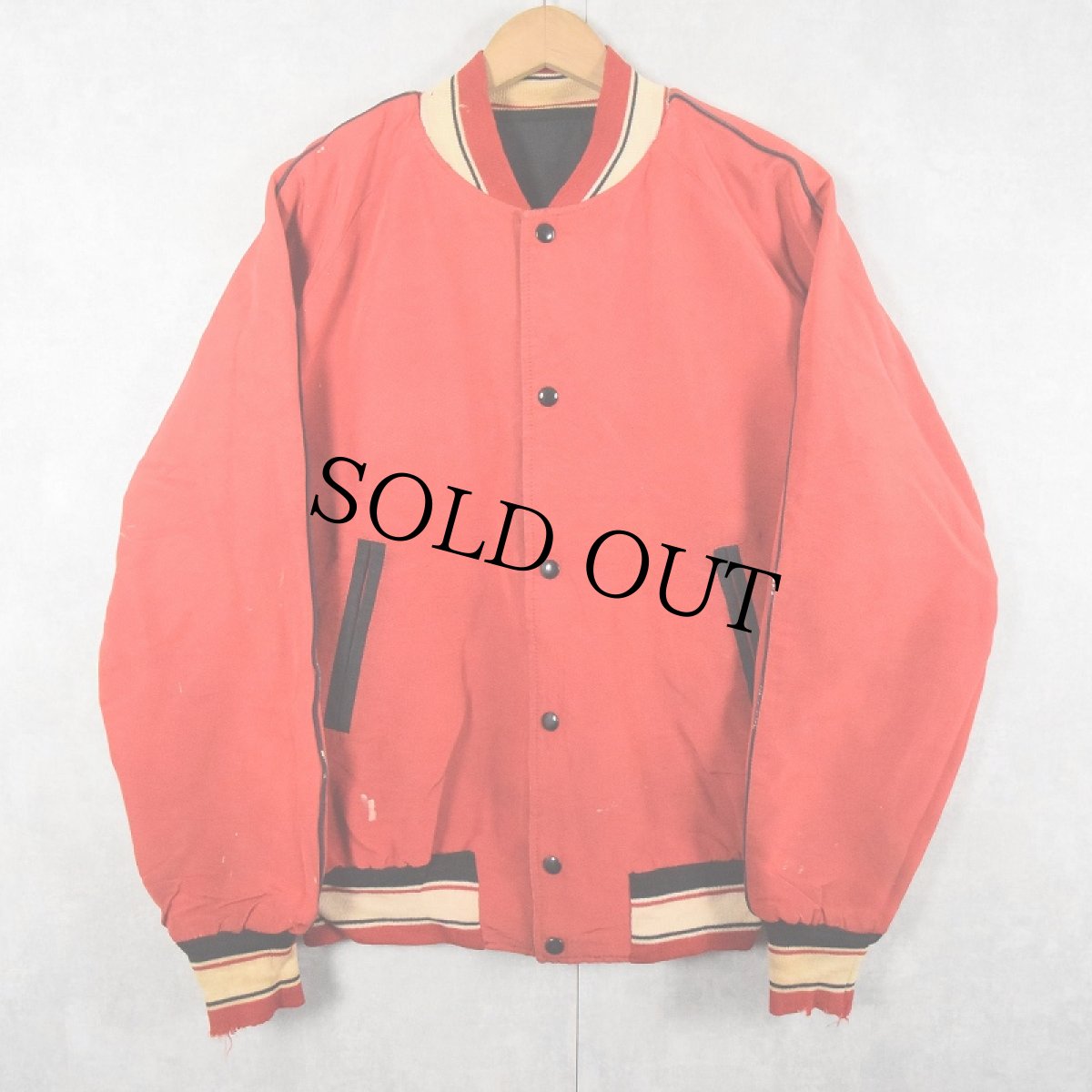 画像2: 50's "BLACK KNIGHTS BASKETBALL" パッチ付き リバーシブル コットンサテンスタジャン BLACK (2)