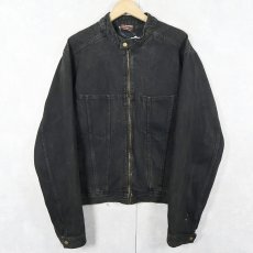 画像1: SHOCK RESISTANT ブラックデニムジップジャケット XL (1)