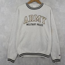 画像1: Champion REVERSE WEAVE "ARMY" リブボーダー プリントスウェット S (1)