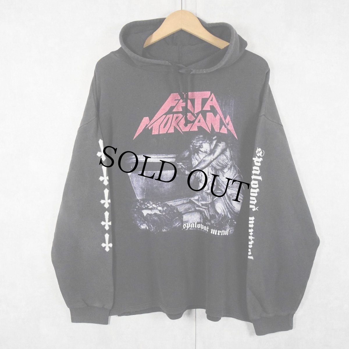 画像1: Fata Morgana "Spalova? Mrtvol" ミュージシャンプリントスウェットフーディー BLACK M (1)