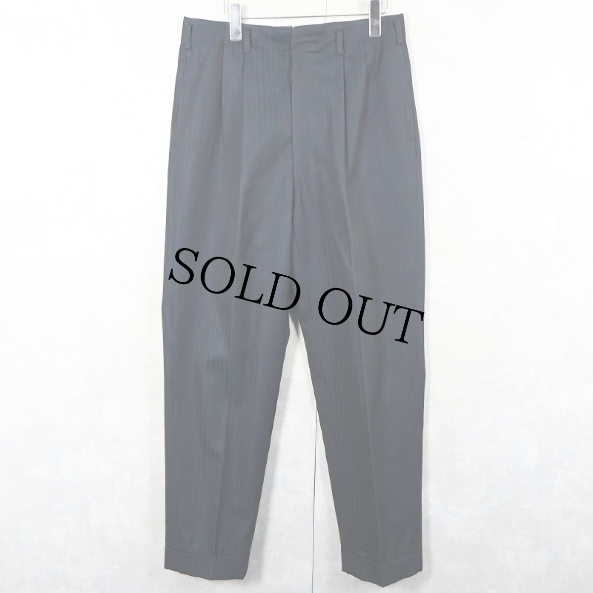 画像1: 50〜60's ストライプ織り 2タック ウールスラックス W32 (1)