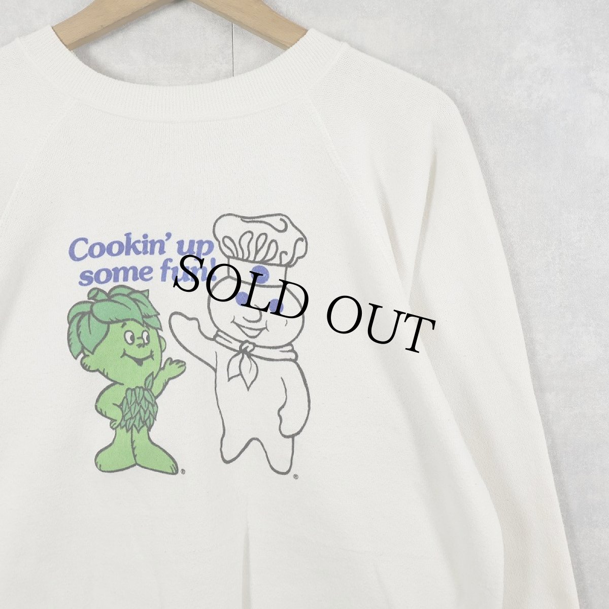画像1: 90's Doughboy×Little Sprout USA製 "Cookin' up some fun!" キャラクタープリントラグランスウェット M (1)