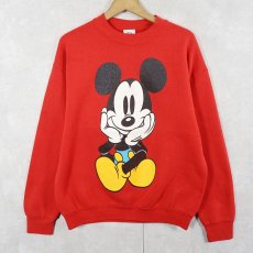 画像1: 90's MICKEY&CO. USA製 青パンミッキー キャラクタープリントスウェット L (1)