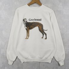 画像1: 80's USA製 "Greyhound" 犬プリントラグランスウェット L (1)