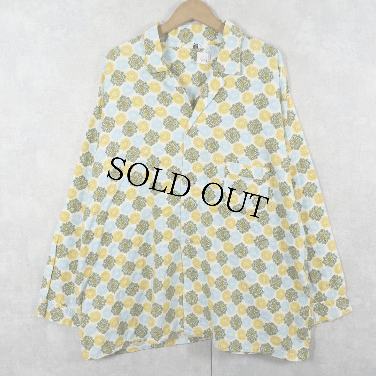 画像1: 70's Archdale 総柄 オープンカラープリントネルシャツ (1)