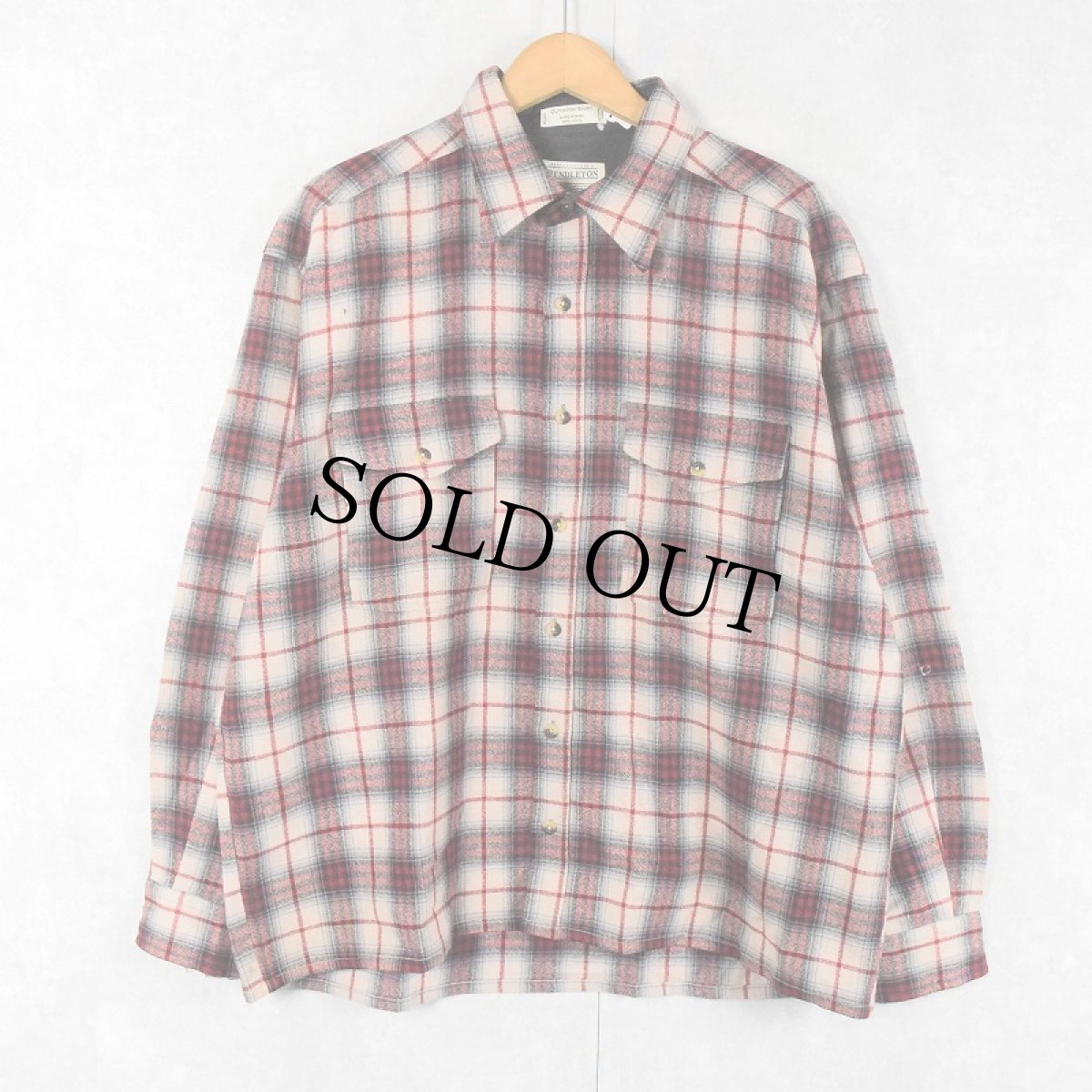画像1: PENDLETON "OUTDOOR SHIRT" オンブレーチェック柄 ウールシャツ L (1)