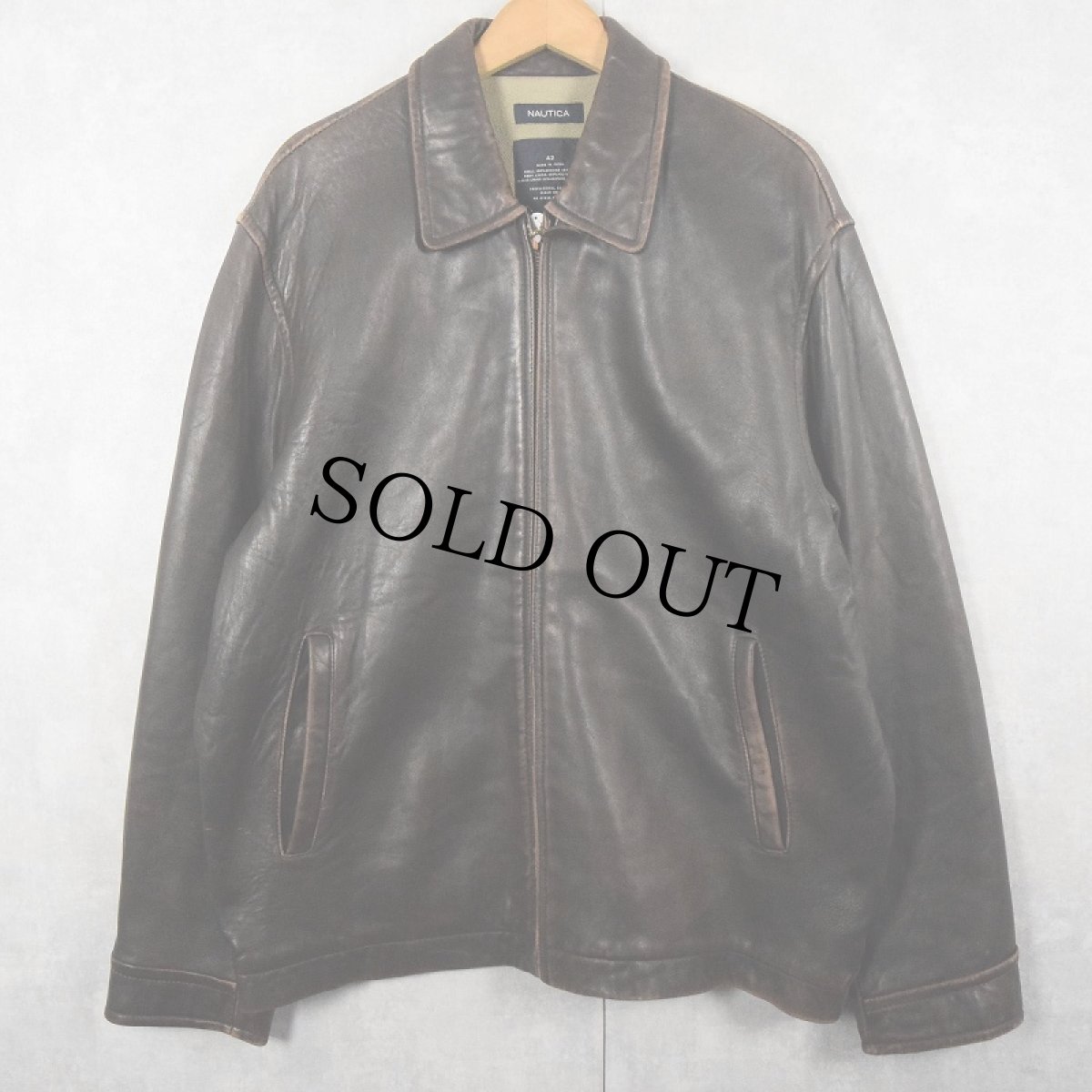画像1: NAUTICA レザージャケット BROWN size42 (1)