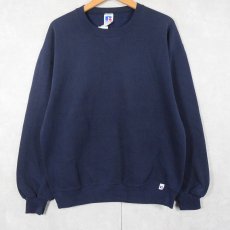 画像1: 90's RUSSELL ATHLETIC USA製 前V 無地スウェット NAVY L (1)