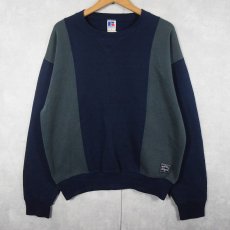 画像1: 90's RUSSELL ATHLETIC USA製 前V 切り替えデザインスウェット M (1)