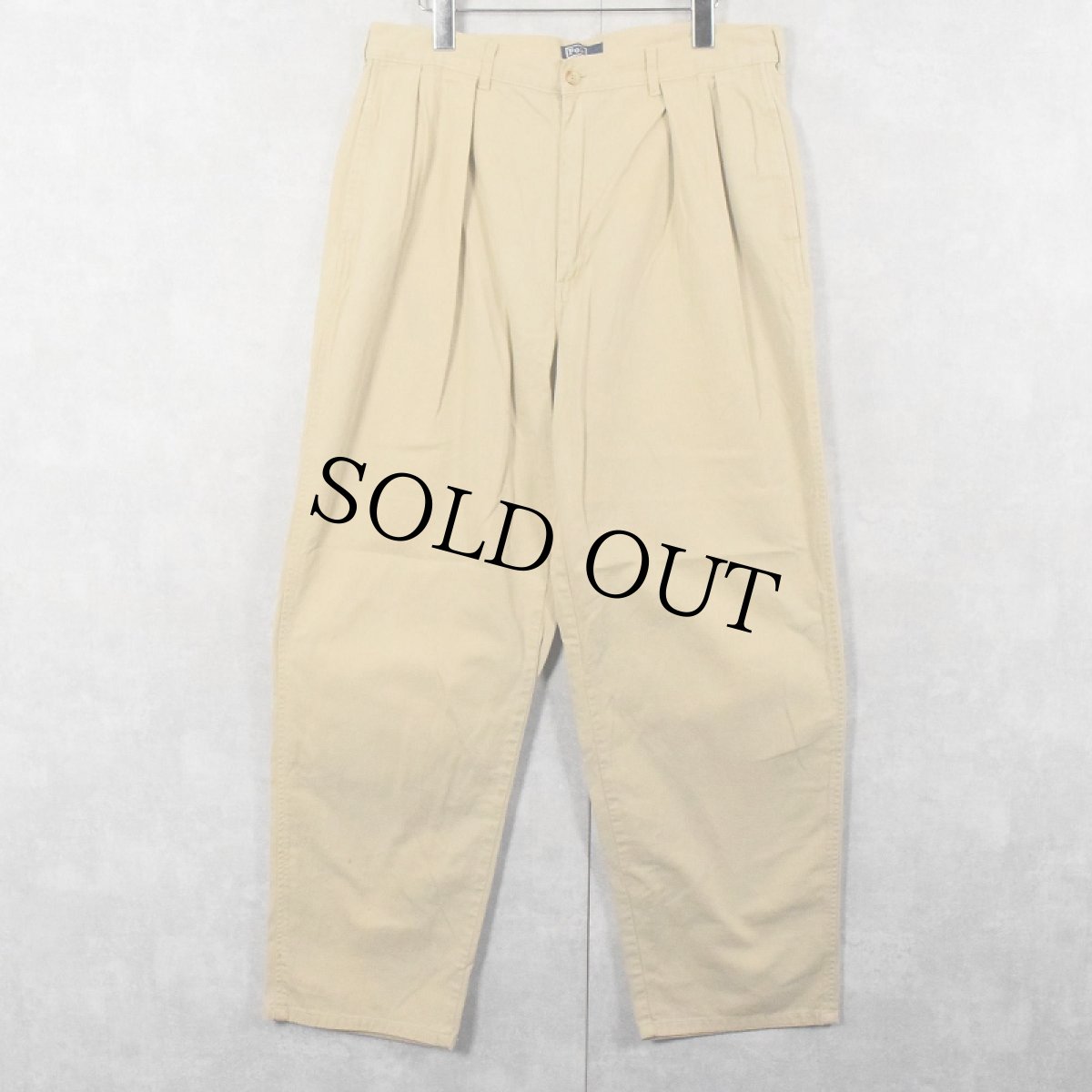 画像1: 90's POLO Ralph Lauren USA製 "POLO CHINO" 2タック チノトラウザーズ W34 (1)
