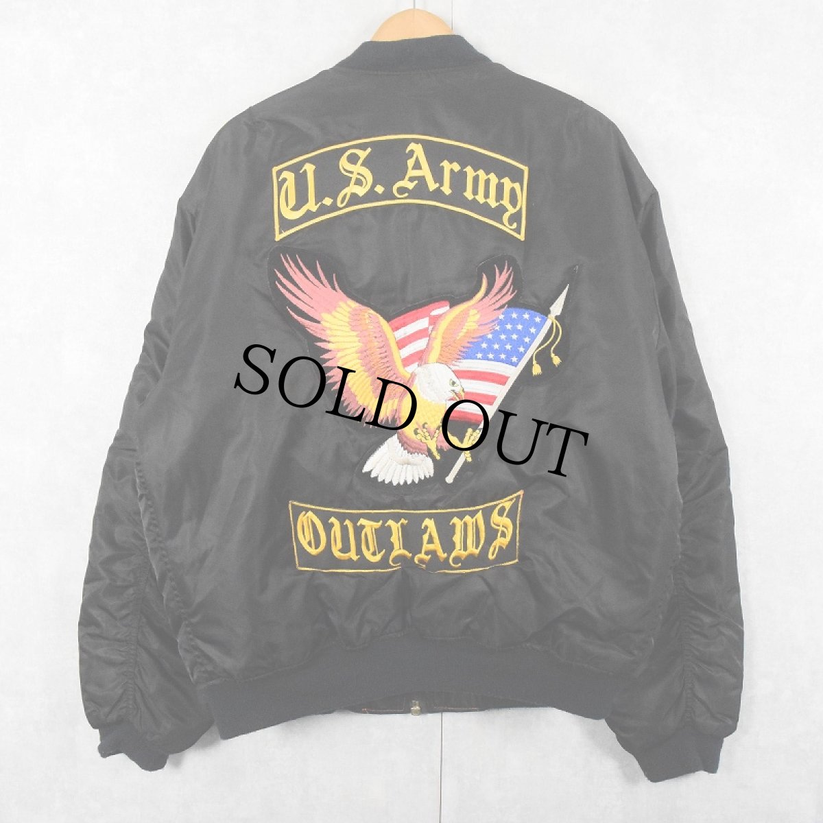 画像1: 民間品 90's ROTHCO USA製 MA-1 フライトジャケット 刺繍入り BLACK XL (1)