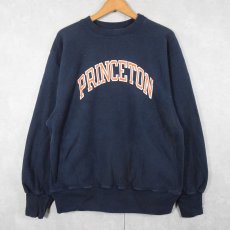 画像1: 90's USA製 REVERSE WEAVE "PRINCETON" プリントスウェット NAVY L (1)