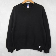 画像1: 90's RUSSELL ATHLETIC USA製 前V 無地スウェット BLACK M (1)