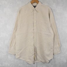 画像1: LANDS' END リネン ボタンダウンシャツ 16 1/2-33 (1)