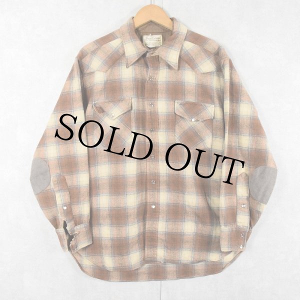 70s 70年代 ペンドルトン ベージュ ウールシャツ 長袖│ヴィテージ古着