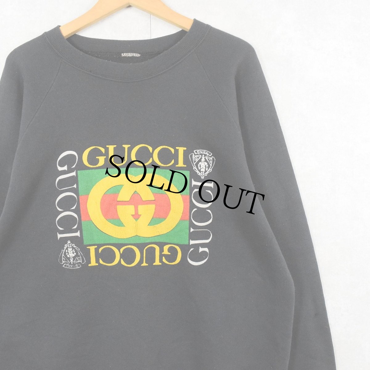 画像1: 90's ブート GUCCI ロゴプリントスウェット BLACK (1)