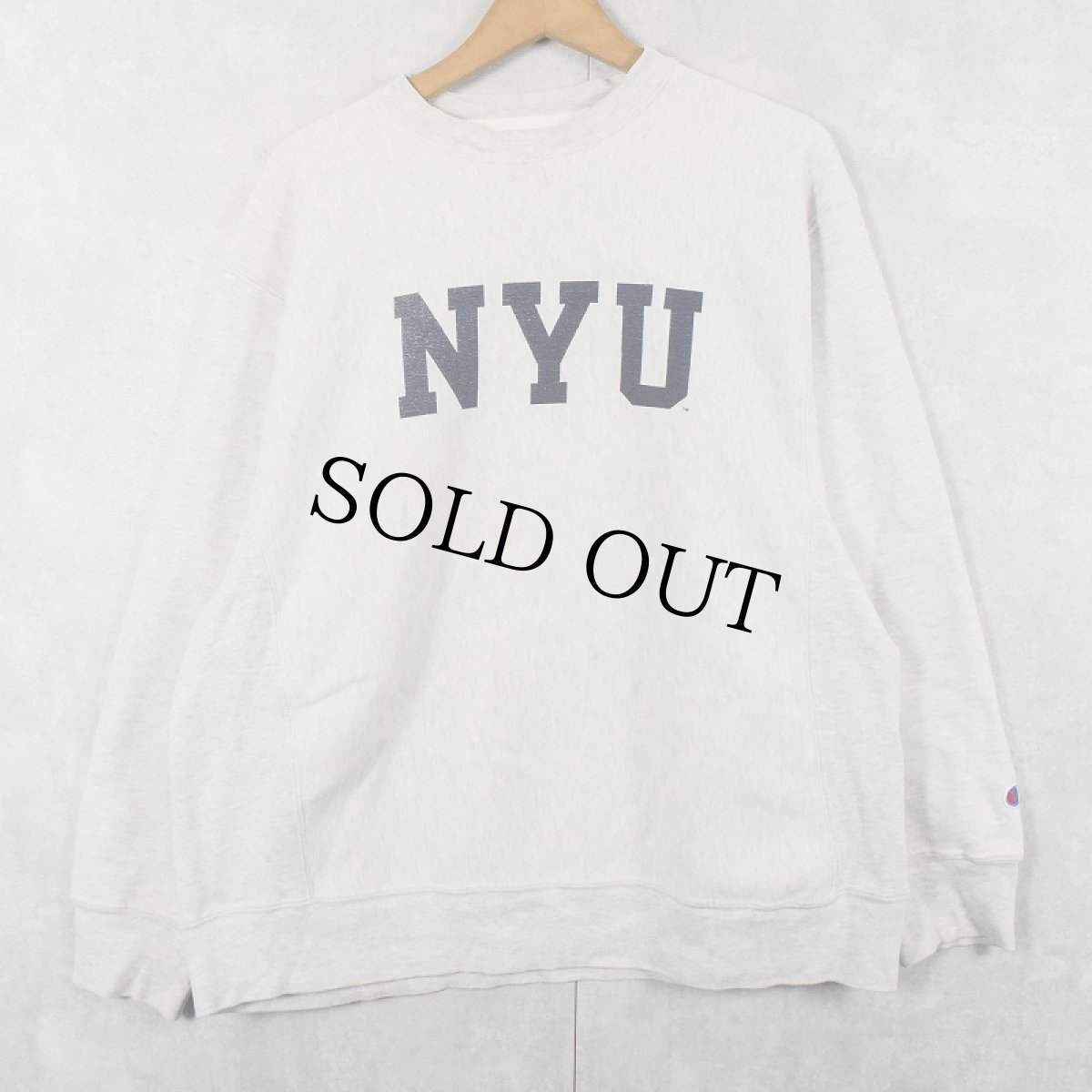 画像1: Champion REVERSE WEAVE "NYU" プリントスウェット M (1)