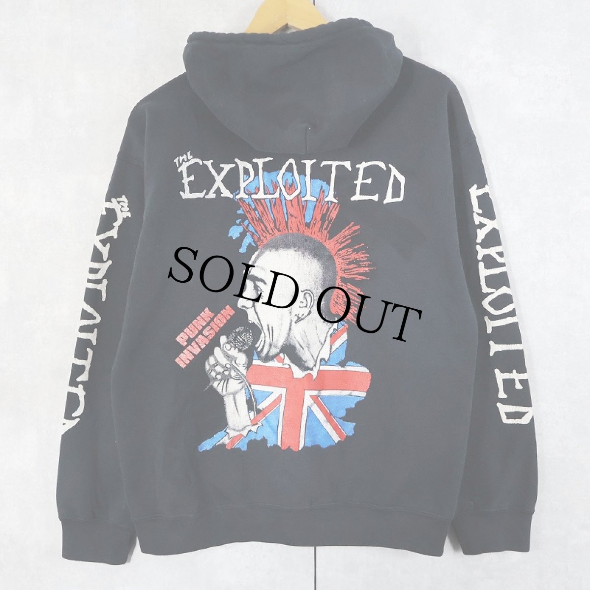 画像1: The Exploited パンクロックバンド プリントスウェットジップパーカー BLACK M (1)