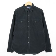 画像1: POLO Ralph Lauren "CLASSIC WESTERN" コーデュロイ ウエスタンシャツ BLACK M (1)
