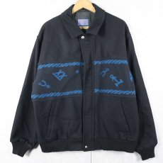 画像1: 80's PENDLETON USA製 乗馬柄 メルトンウールジャケット BLACK L (1)