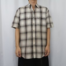 画像2: PENDLETON オンブレーチェック柄 ドビー織り コットン×ポリエステルシャツ M (2)