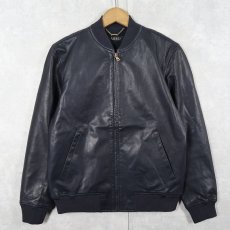 画像1: LAUREN Ralph Lauren ラムレザージャケット NAVY S (1)