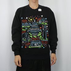 画像2: 90's Ken Done USA製 前V アートプリントスウェット BLACK (2)