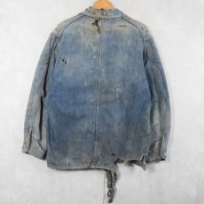 画像2: 40〜50's UNKNOWN ブランケット付き デニムカバーオール   (2)