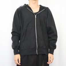 画像2: 90's RUSSELL ATHLETIC 無地 スウェットジップパーカー BLACK XXL (2)