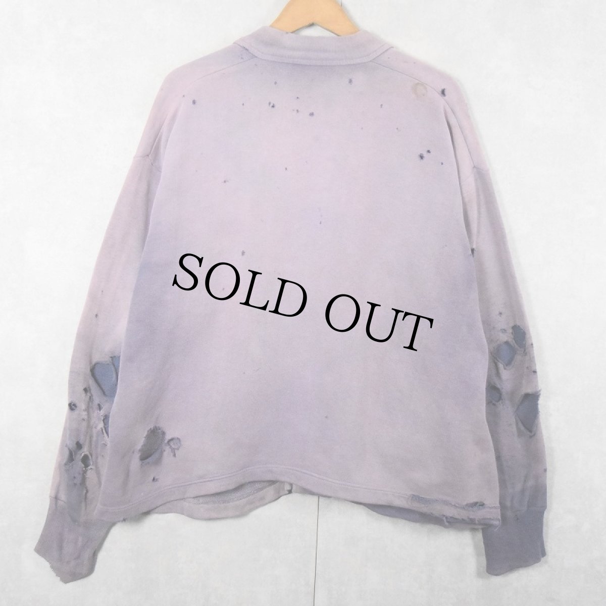 画像2: 60's UNKNOWN パチポケ 猫目ボタン フェードスウェットカーディガン (2)