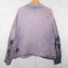 画像2: 60's UNKNOWN パチポケ 猫目ボタン フェードスウェットカーディガン  (2)