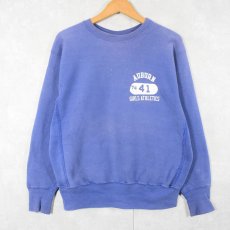 画像1: 70's Champion REVERSE WEAVE 赤単色タグ USA製 "AUBURN 74 41 GIRLS ATHLETICS" ラバープリントスウェット M (1)