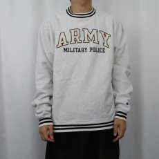 画像2: Champion REVERSE WEAVE "ARMY" リブボーダー プリントスウェット S (2)
