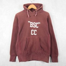 画像1: 70〜80's Champion REVERSE WEAVE 赤単色タグ USA製 "BSC CC" ラバープリントスウェットフーディー M (1)