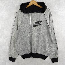 画像1: 80's NIKE 社外タグ ロゴプリント ラグランスウェットフーディー XL (1)