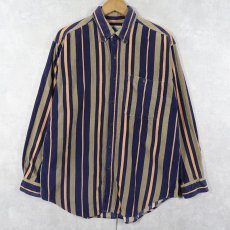 画像1: 90〜2000's NORTHWEST TERRITORY ストライプ柄 コーデュロイ ボタンダウンシャツ M (1)