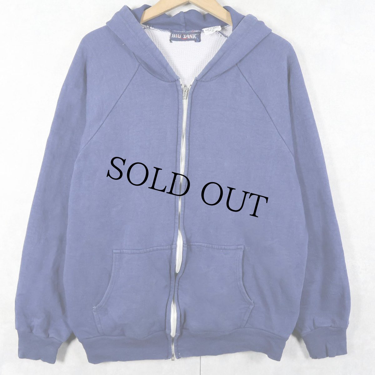 画像1: 80's BIG YANK 裏サーマル スウェットジップパーカー NAVY XL (1)