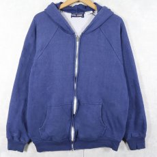 画像1: 80's BIG YANK 裏サーマル スウェットジップパーカー NAVY XL (1)