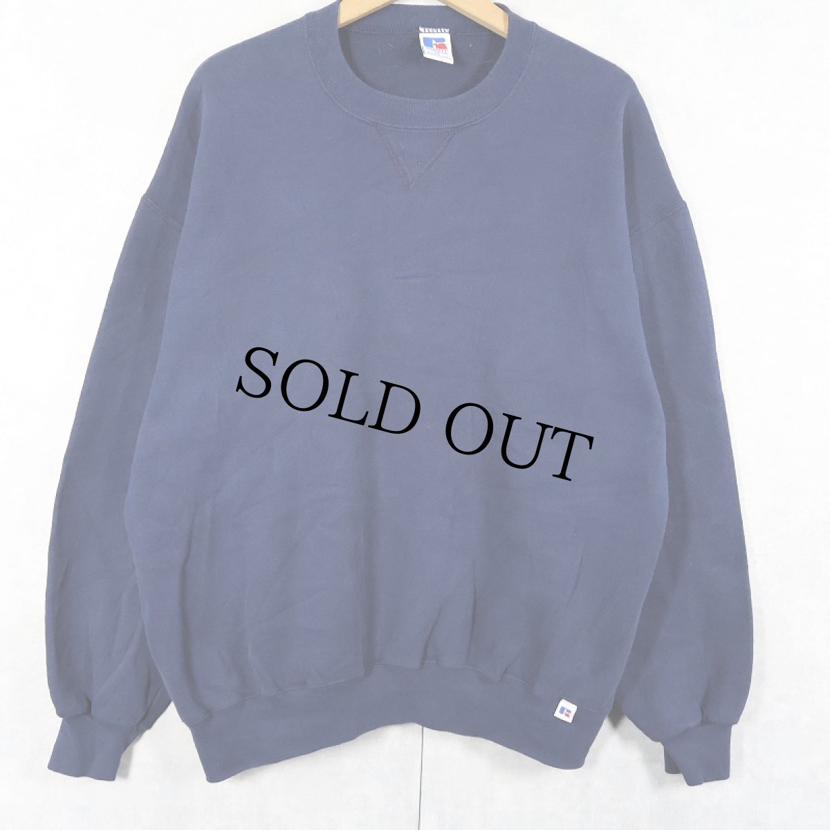 画像1: 90's RUSELL ATHLETIC USA製 前V 無地スウェットNAVY XL (1)